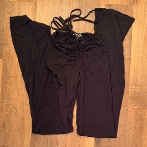 I am Gia tie waist strappy flare pants